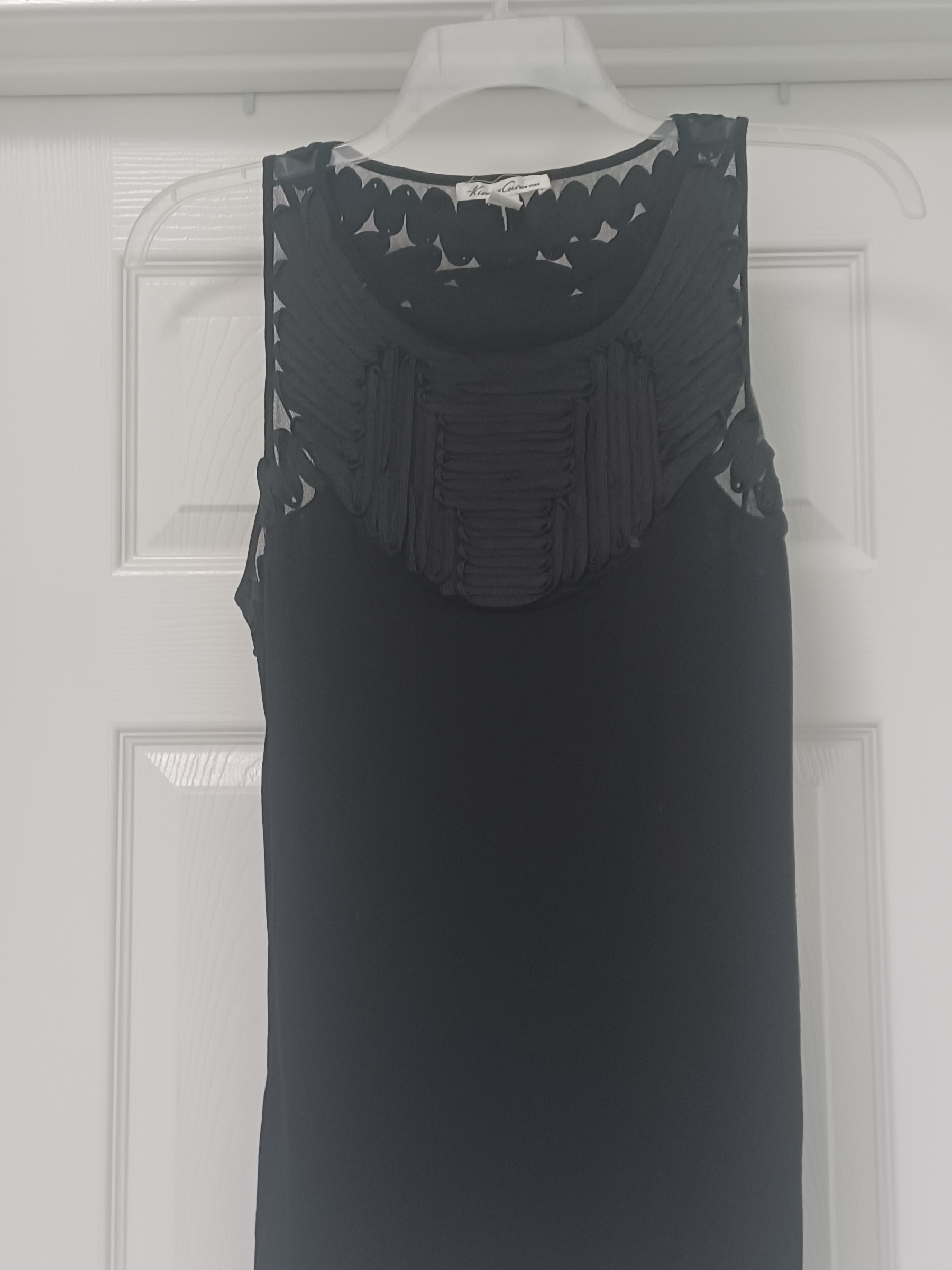 Kenneth Cole Black Sleeveless Tank With Braided Cutout Yoke
